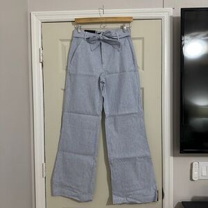 Banana Republic White and Blue Striped High Rise Wide-Leg Pants